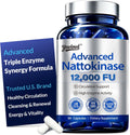 Yewloud® Ultimate Nattokinase 12,000FU Serrapeptase 360,000 SPU Lumbrokinase 10,000 FUV Triple Enzyme Supplement - Nattokinase Supplement for Cardiovascular and Circulatory Support, Gluten Free, 90 Capsules